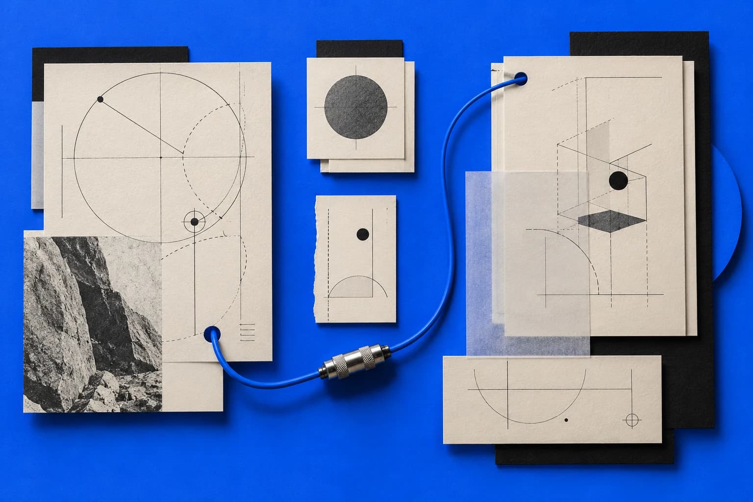 Tactile paper plans and connected components on a cobalt work surface